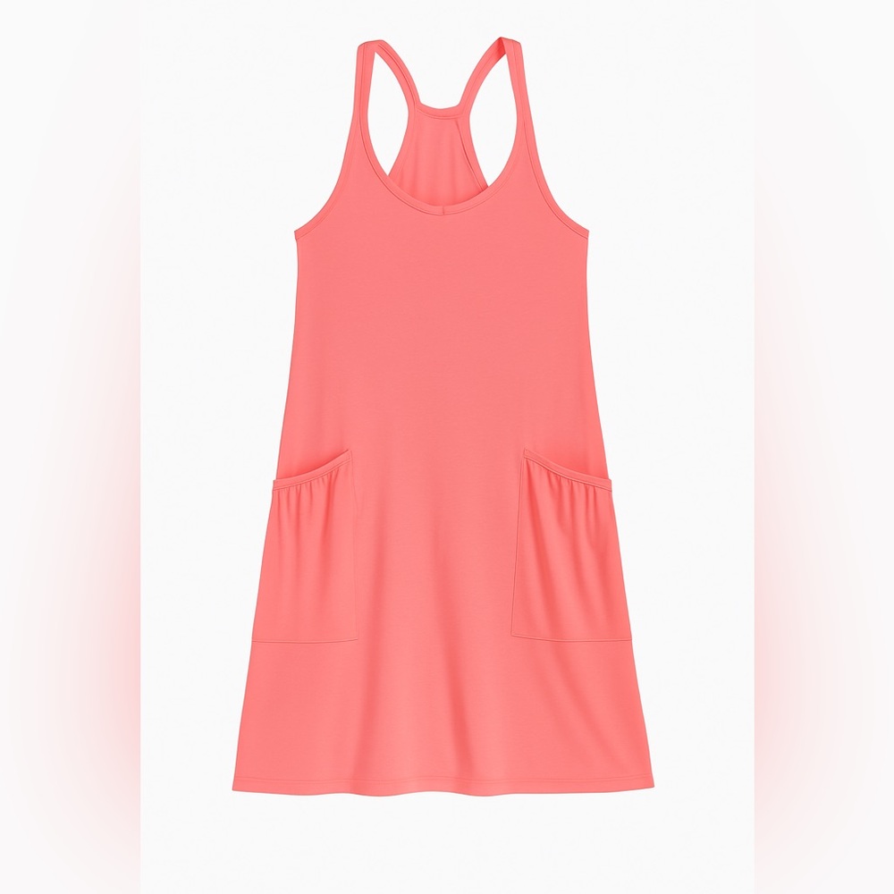 Coral Athletic Mini Sundress with Pockets & Shorts